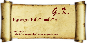 Gyenge Kálmán névjegykártya